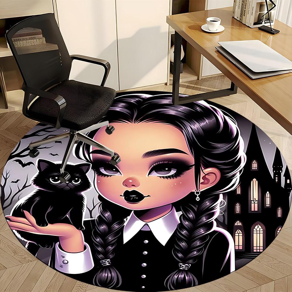 1pc Wednesday Chair Carpet for Office, Indoor Non Slip Washable Polyester Fiber Carpet, Mat For Office, Machine Washable