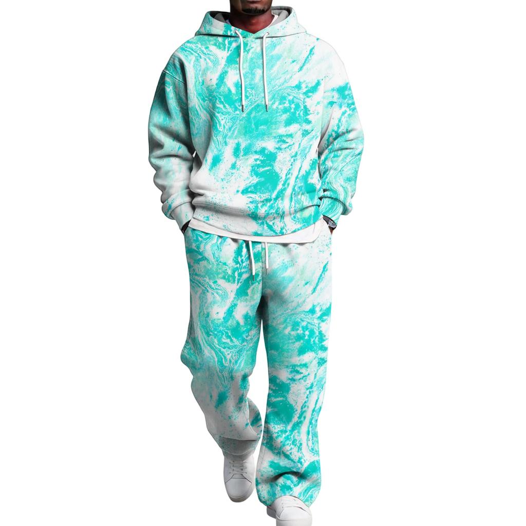 Men's Hoodie and Sweatpants Set with Elastic Waist, Casual Two Piece Outfit