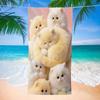 Cute Fluffy Kitten Print Beach Towel Cartoon Cat Pattern Quick Dry Sand-Free Absorbent Soft Beach Blanket for Summer Vacation
