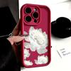White Lotus Flower Silicone Case for iPhone 16 15 14 13 12 11 Pro Max XS XR X Anti-Scratch, Shockproof, Trendy Protective Cover