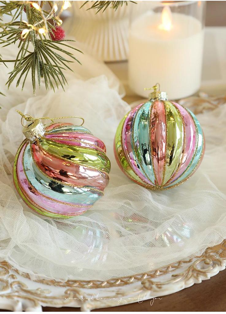 8CM Multicolor Glass Ball Ornament for Christmas Tree Decoration