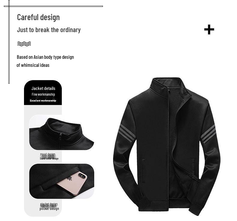 Men's Trendy Spring & Autumn Sportswear Set: Casual Jacket & Two or Three-Piece Option