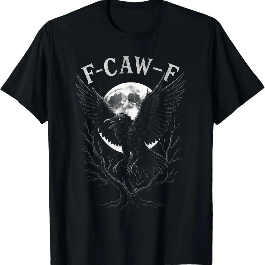 Corbeau Caw Corbeau Gothique Sorcière Drôle Halloween Design T-shirt vintage Lavé Décontracté Extensible homme graphique mode Unisexe