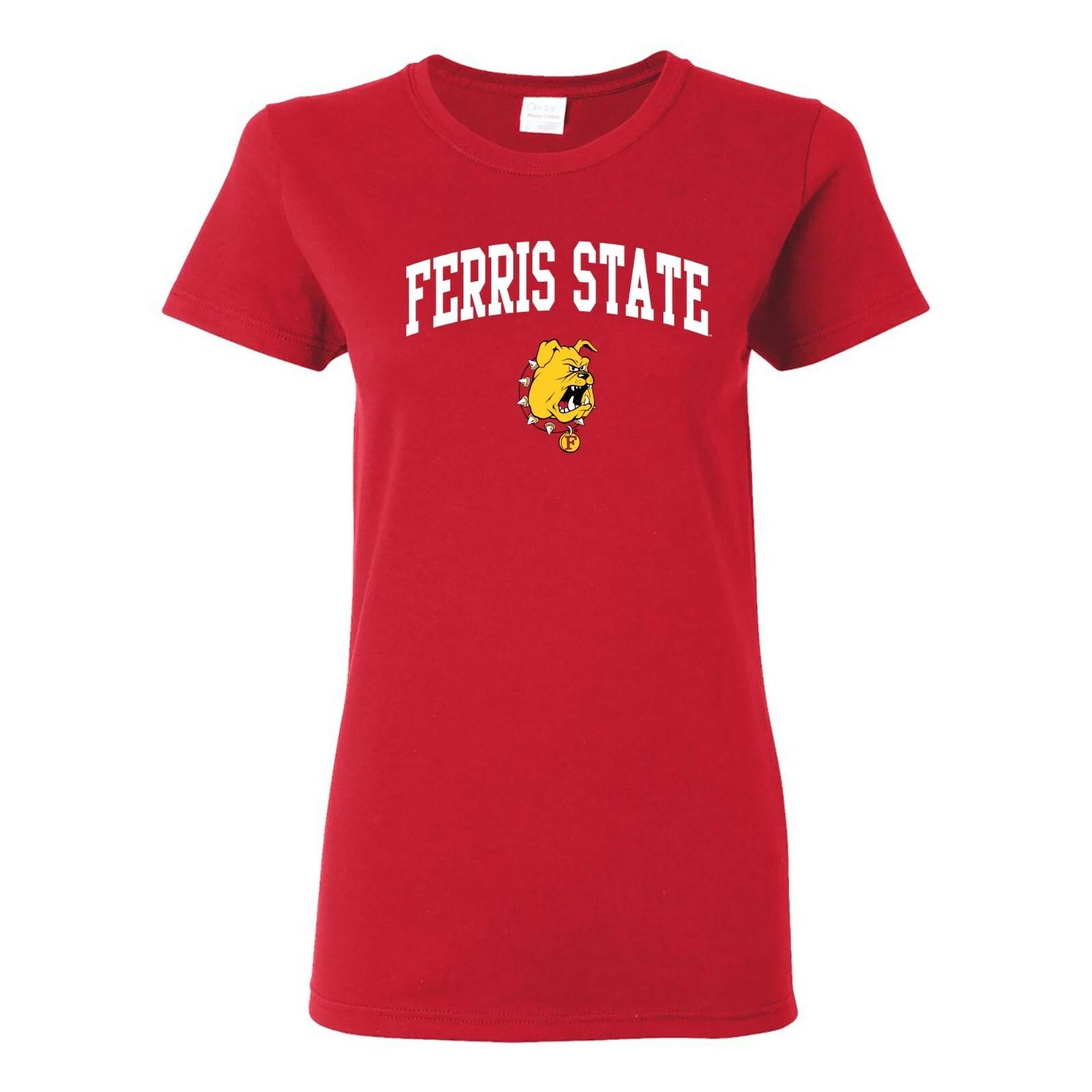 Ferris State University Bulldogs Arch Logo Womens Tee - Red M