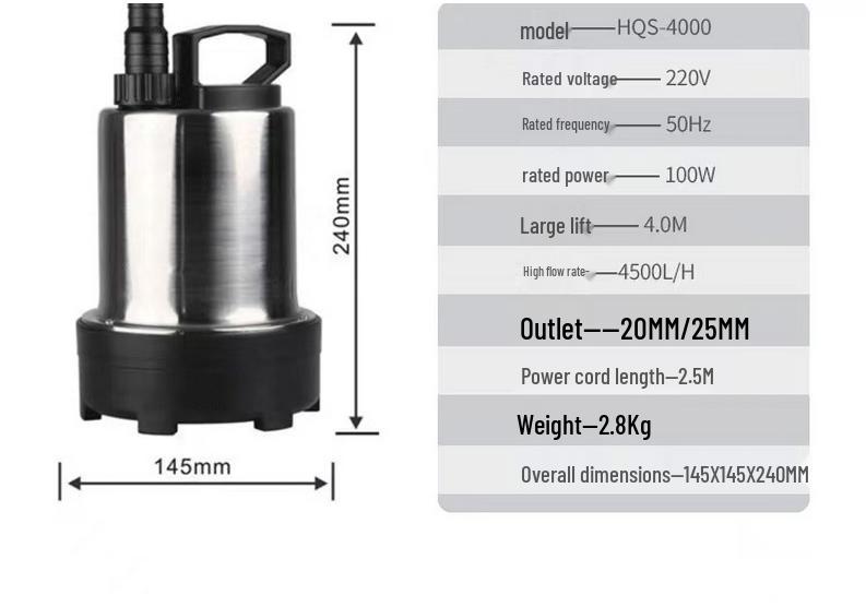 Bomba Sumergible para Acuario Sensen HQS-4000 y Bomba de Agua Magnética para Piscina de Mariscos HQS-4200