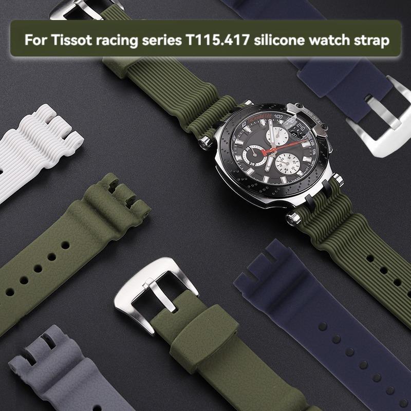 For Tissot Racing Series T115 Silicone Stainless Steel Buckle T115.417 Watch Band Men's Watch Accessories 22mm Waterproof Strap