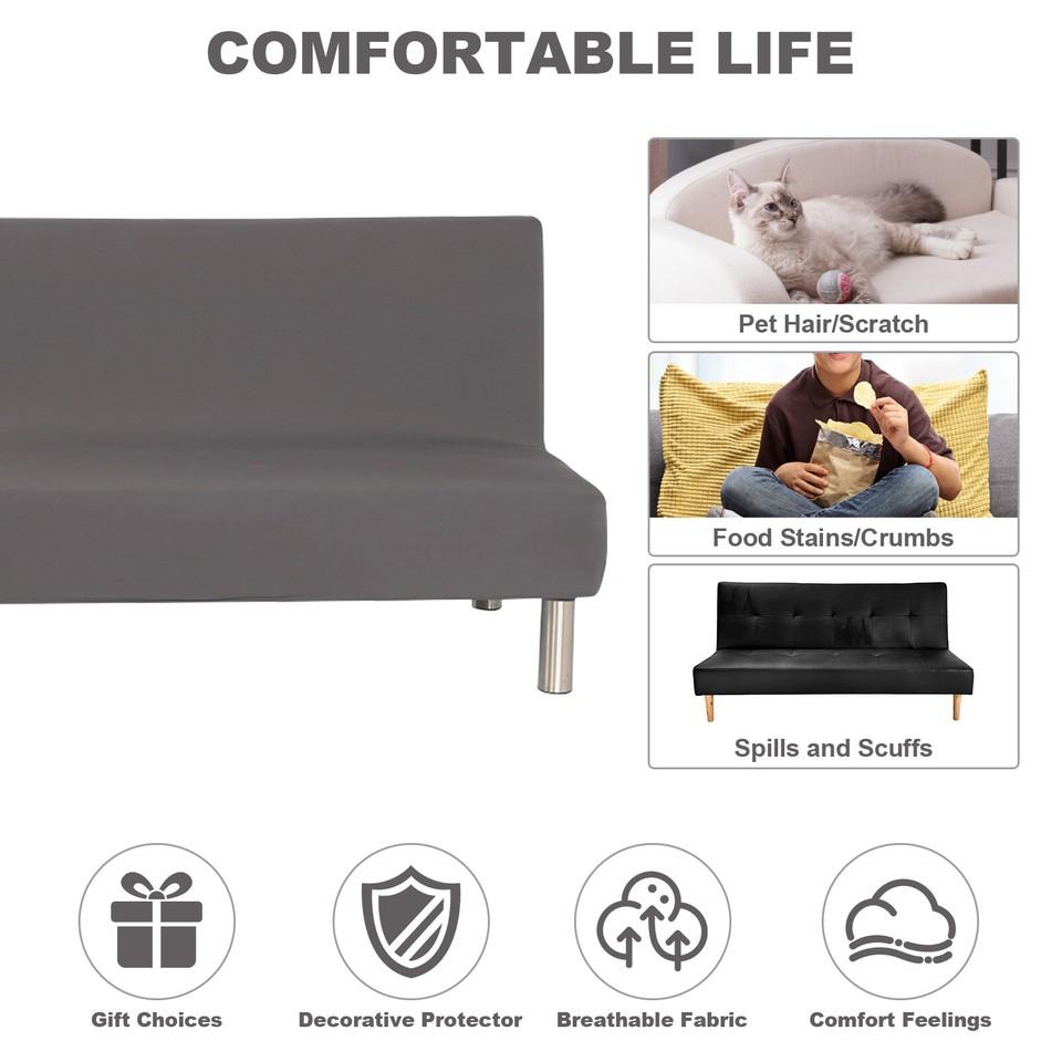 Folding Sofa Bed Cover Polyester Elastic Armless Couch Cover Futon Slipcover Protector