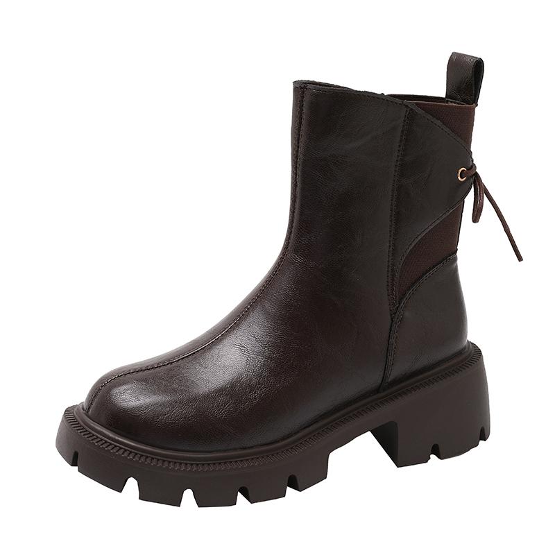

2026 NEW Best Selling Simple Comfortable Commuter Women s Boot Spring New Style Heat Wind Slip-On Fashion Boots Round Toe Boot 35 коричневый