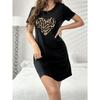 Summer Women's Leopard Print Heart-shaped Print Casual Dress