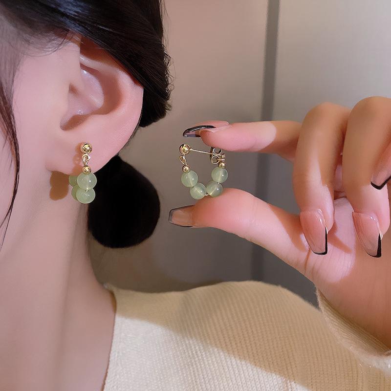 Chalcedony S925 Silver Retro Chinese Earrings - Versatile Two-Way Wear for Women