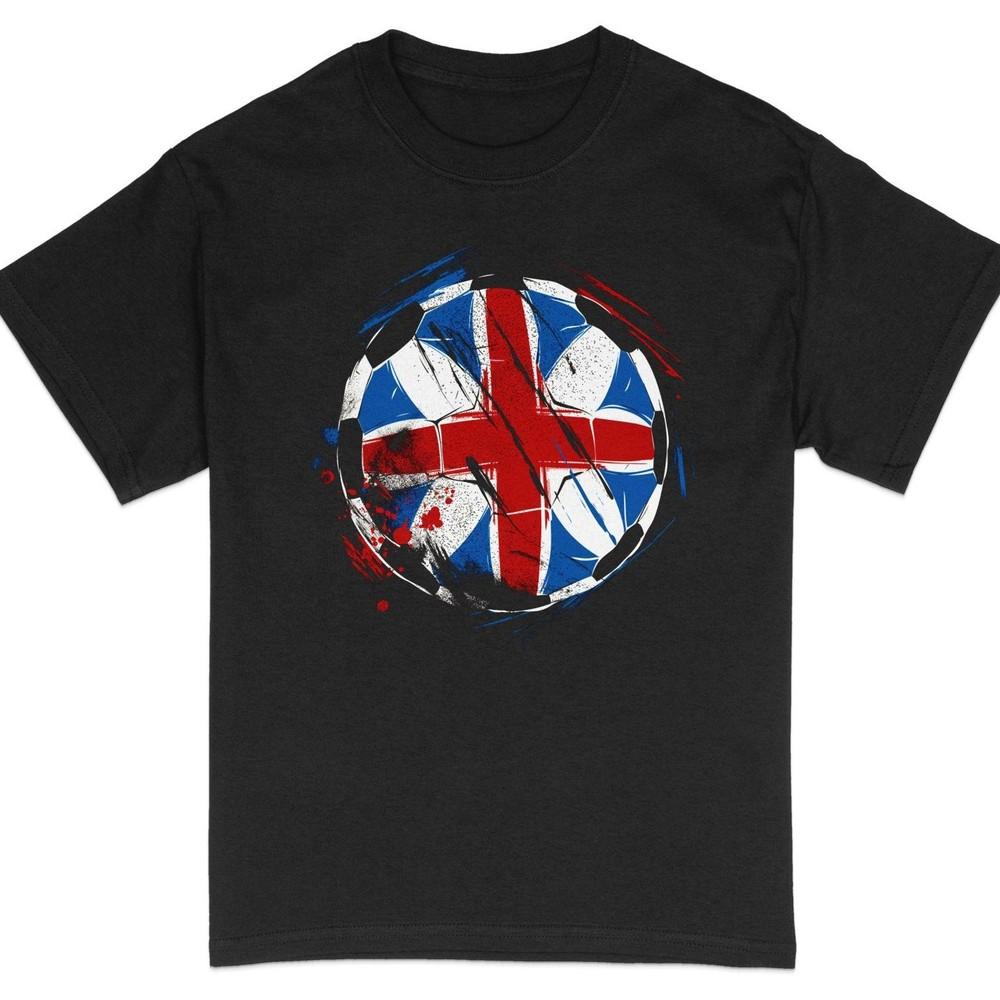 Abstract England Football Ball Design T-Shirt, Artistic Football Graphic Tee#26 Unisex T-Shirt L