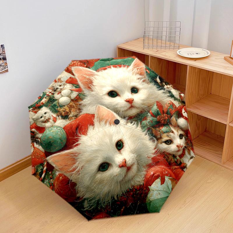 1 PC Automatic Folding Umbrella - Kittens Pattern, Portable & Foldable Design with 8 Ribs, Christmas Birthday Gifts