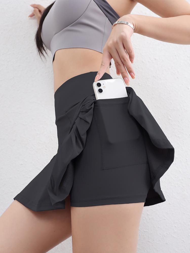 Women's Summer Two-Piece Sports Skort: Breathable, High-Waist Tennis Skirt with Anti-Exposure Yoga Shorts for Running and Training