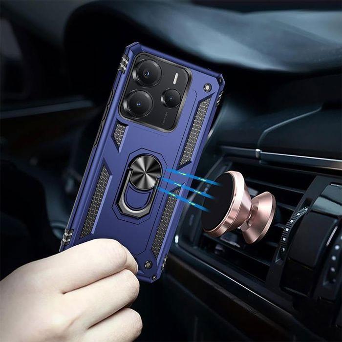 Case - E.F.CONNECTION - For Xiaomi Redmi Note 14 5G - Shockproof - Rotating Ring - Tempered Glasses Included