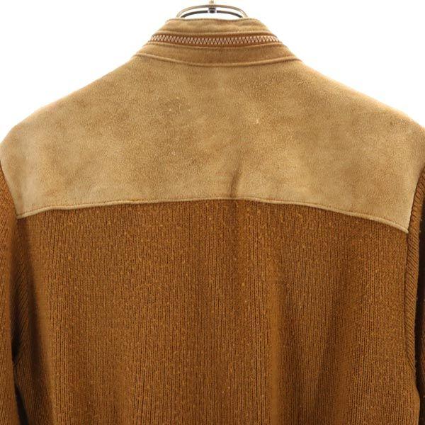 JACQUES CORBEAN 80s vintage Suede leather switching Knit jacket M Brown Men's Used
