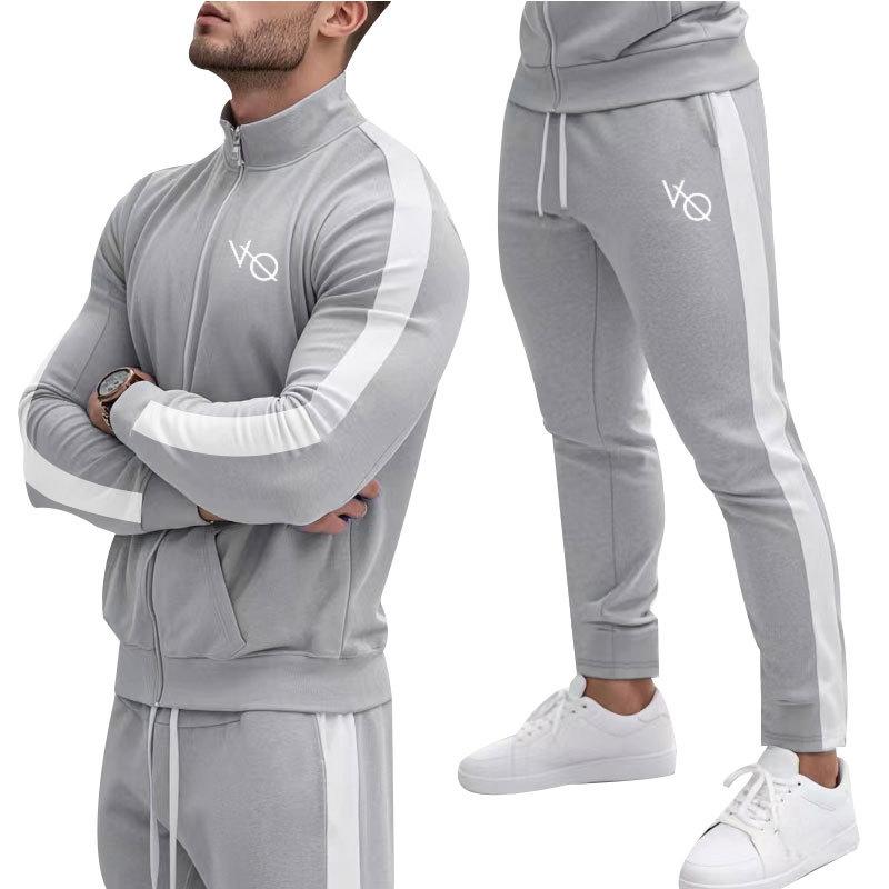 New Men's Sports Set: Spring/Autumn Outdoor Fitness Running Outfit - Zip-Up Jacket + Trousers