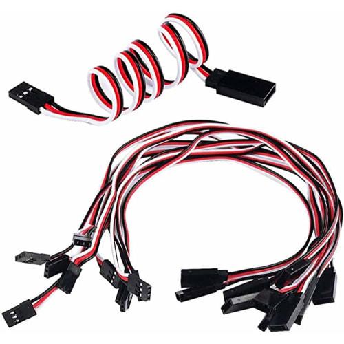 Samcos 3-Pin JR Plug Male To Female Servo Connector Extension Cable, 15cm, Servo Extension Lead Wire Cable Line for Servo Parts, Pack of 10