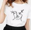 Creative Face Graphics Woman Graphics 90S Blouses Harajuku Summer Short Sleeve O-Neck White Female Tops Streetwear Y2K Clothing
