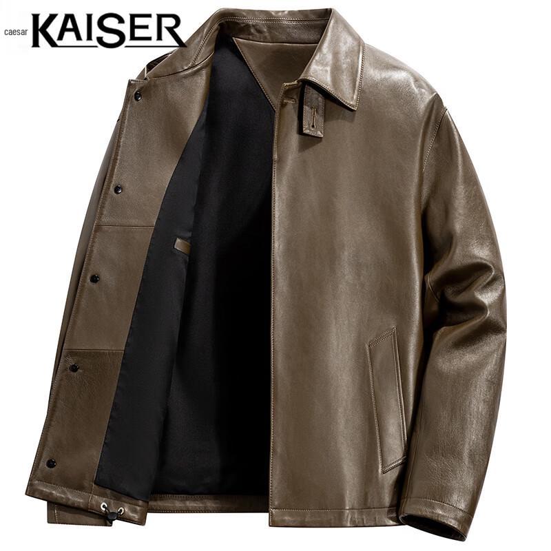 KAISER Men's Lambskin Lapel Motorcycle Leather Jacket