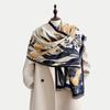 Autumn and winter new flower imitation cashmere scarf women's versatile velvet thickened warm scarf high-end elegant shawl