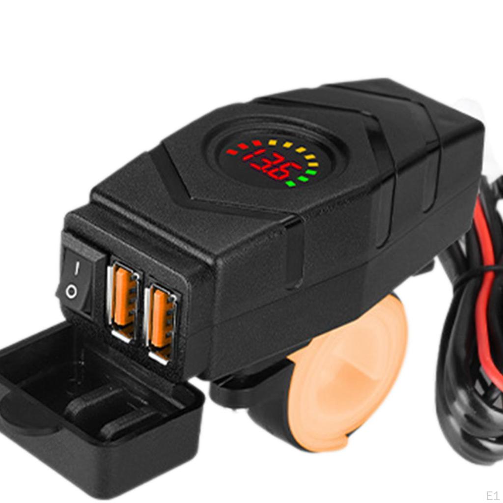 Motorcycle Phone Charger Fits 22-25mm Diameter Handlebar Quick Charge 3.0