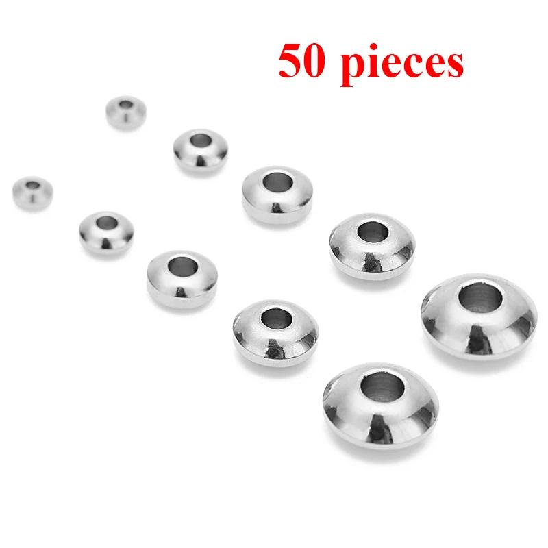 

20/50pcs Stainless Steel Double Flat Spacer Beads 4mm 6mm 8mm Gold Color Loose Charms Beads for Bracelet DIY Jewelry Making 3mm