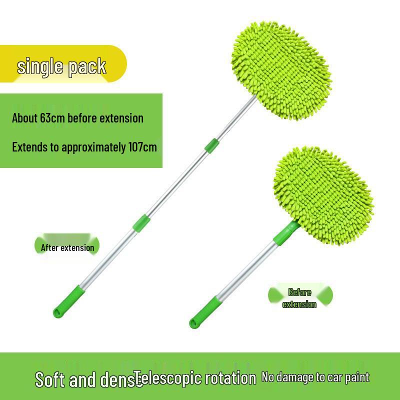 Retractable Chenille Car Wash Mop with Soft Bristles and Telescopic Handle