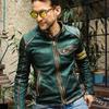 Autumn and winter new fashion slim stand-up collar locomotive leather jacket men FN