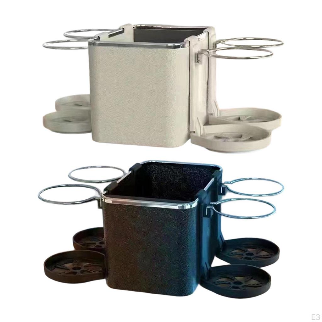 Car Armrest Storage Box Organizer with 4 Cup Holders Easy to Install Universal Tissue Holder