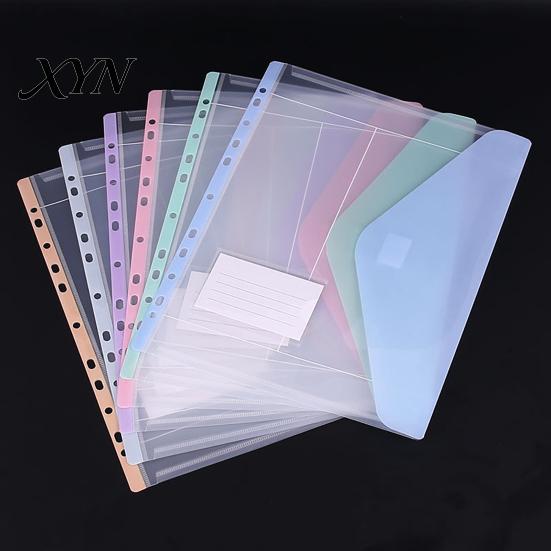 A4 Document Organizer Bag 11 Hole Expandable Binder Folders for 2/3/4 Ring Pouch, Plastic Envelopes 11-hole Pocket with Snap Button & Label,