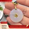 Gold Inlaid Chalcedony Agate Ping'an Buckle Pendant Clavicle Chain - Douyin Live Style