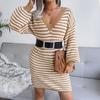 Women's Spring High Waist Pleated Dress Short Sleeve O Neck Knee Length Solid Color Butterfly Print