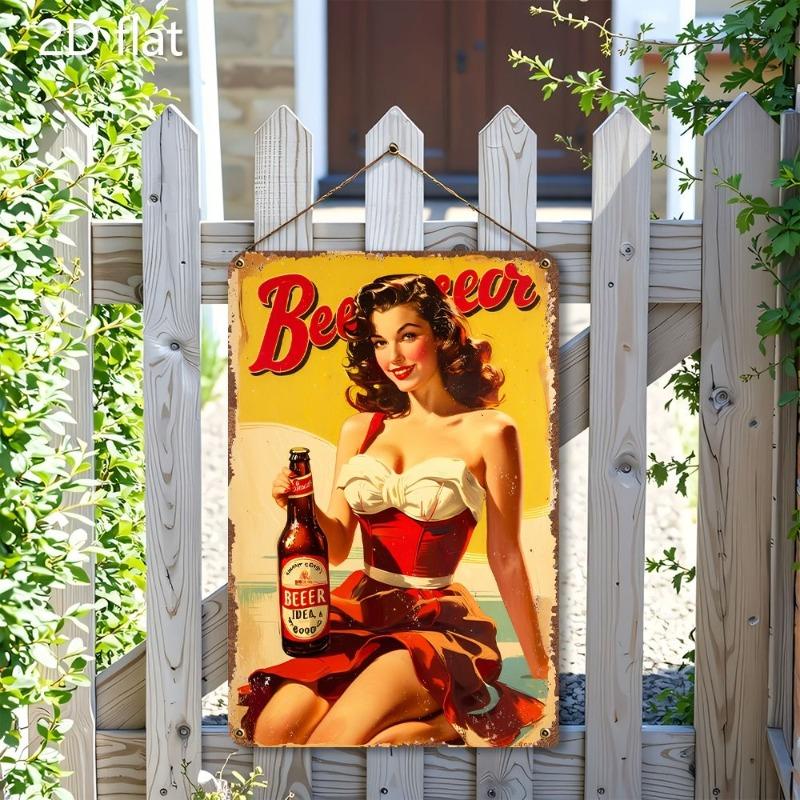 Lamiere Pin-Up Girl, Decorazione Metallica per Officina Garage 20x30cm