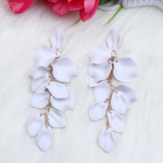 Jumwrit - Orecchini Lunghi In Argento 925 Con Petali Di Rosa E Nappa, Stile Bohémien, Colorati, 12,5 Cm