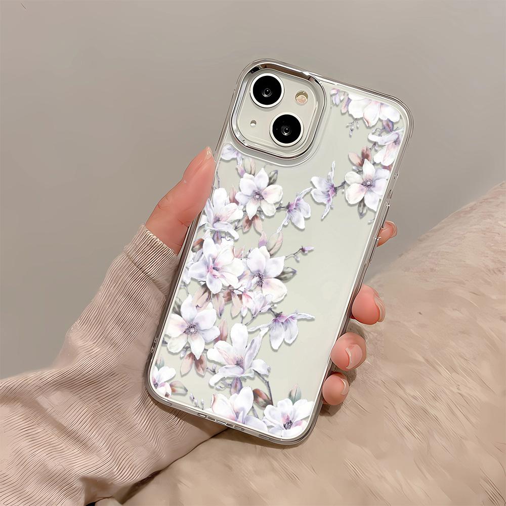 Luxury Plants Flowers Phone Case For IPhone 17 16 15 14 Plus Air 13 12 11 Pro Max Silicone Shockproof Cover Fashion Cool Coques