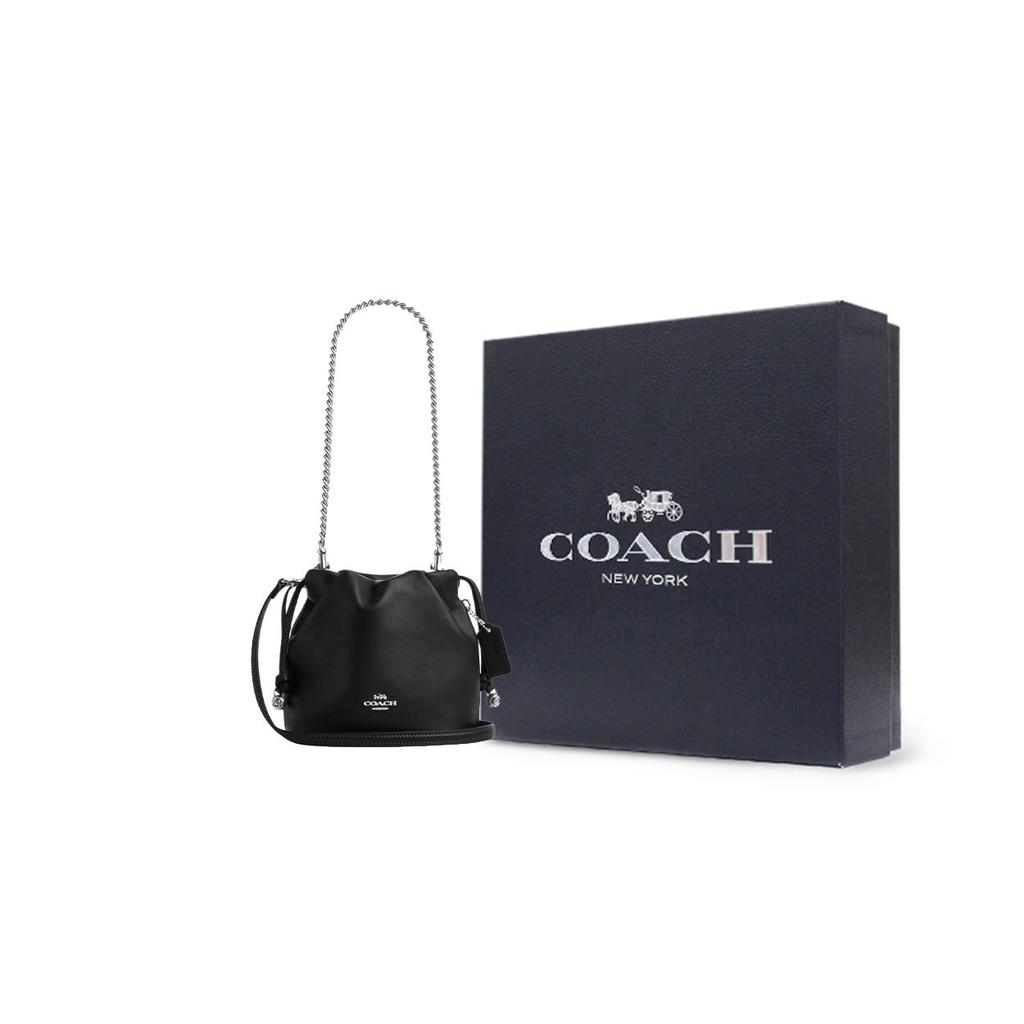 Coach Faye 18 Silver Logo Bucket Bag Mini Women Bags Black CDB67-SVBK