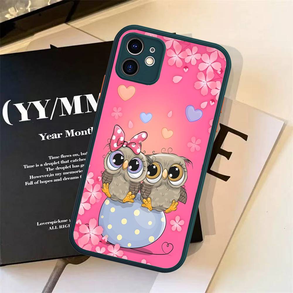 Cartoon Cute Owl For Silicone Matte Phone Case For IPhone 16 Pro Max 15 14 13 12 11 X XS MAX