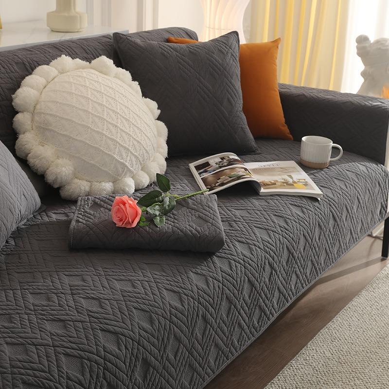Washed Cotton Sofa Cushion Solid Color Home Decoration Pure Cotton Seat Cover All Season Universal Sofa Cover Set Sofa Towel
