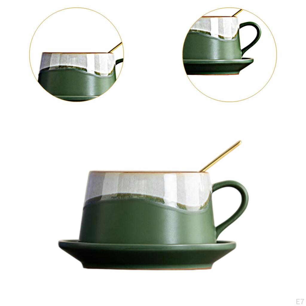 Ceramic Coffee Mug Cup Drinkware Home Decoration with Spoon Pottery Gifts