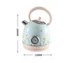 Flower-painted electric kettle with vintage-style instrument thermometer, 1.8L SUS LED 1850W, featuring automatic shutdown and dry-cooking protection.