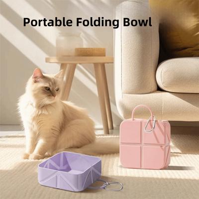 Portable 500ML Collapsible Dog Bowl Lightweight with Hook Cat Folding Bowl BPA-Free Silicone Puppy Food Container Travel