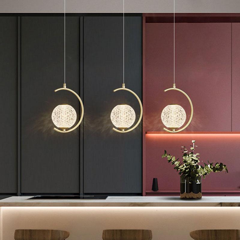 Nordic Lustre Copper Crystal Ball 2M Pendant Lights Modern LED Hanging Lamp For Living Bedroom Bedside Decor Chandelier Lighting