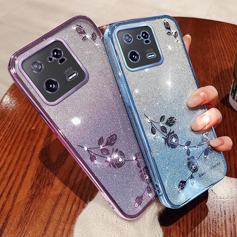 For Xiaomi 11T 12T 13T 12 13 14 Pro Lite Ultra Poco x3 f3 f5 c50 x4 f4 x5 m4 Soft Glitter Rhinestones Shiny Diamond Case