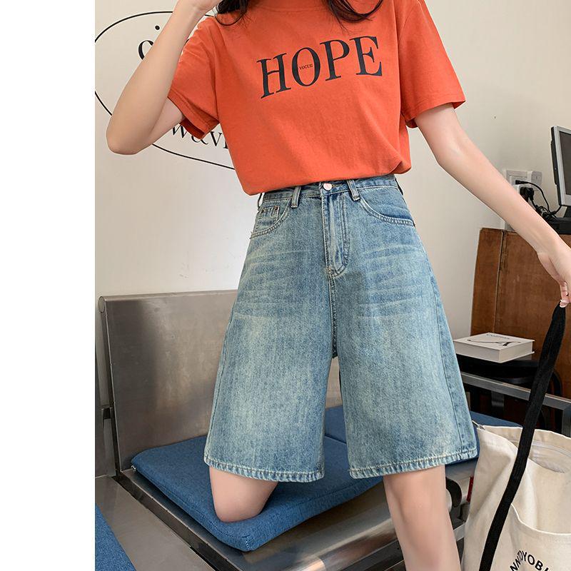 Women s Plus Size High-Waisted Loose Wide-Leg Denim Cycling Shorts Extra Small