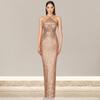 Women's Sleeveless French Dress with Slit Sequin Evening Gown