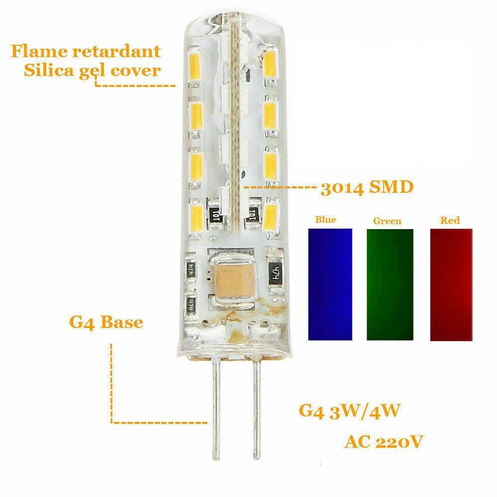 1/3/5/10Pcs Mini G4 LED Light Bulbs Red Blue Green 3W 2W AC/DC 12V 3014 SMD Colorful Lights For Chandelier Crystallights Lamps
