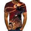 2023 Summer New Cross-border New, Men's and Women's Trend Casual, Ghost Rider Digital Printing 3D Short-sleeved T-shirt