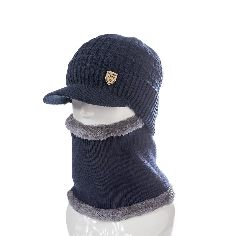 New High Quality Men Winter Hat With Brim 1998 Label Warm Suit For Men Outdoor Wool Keep Warm Fashion Knitted Hat
