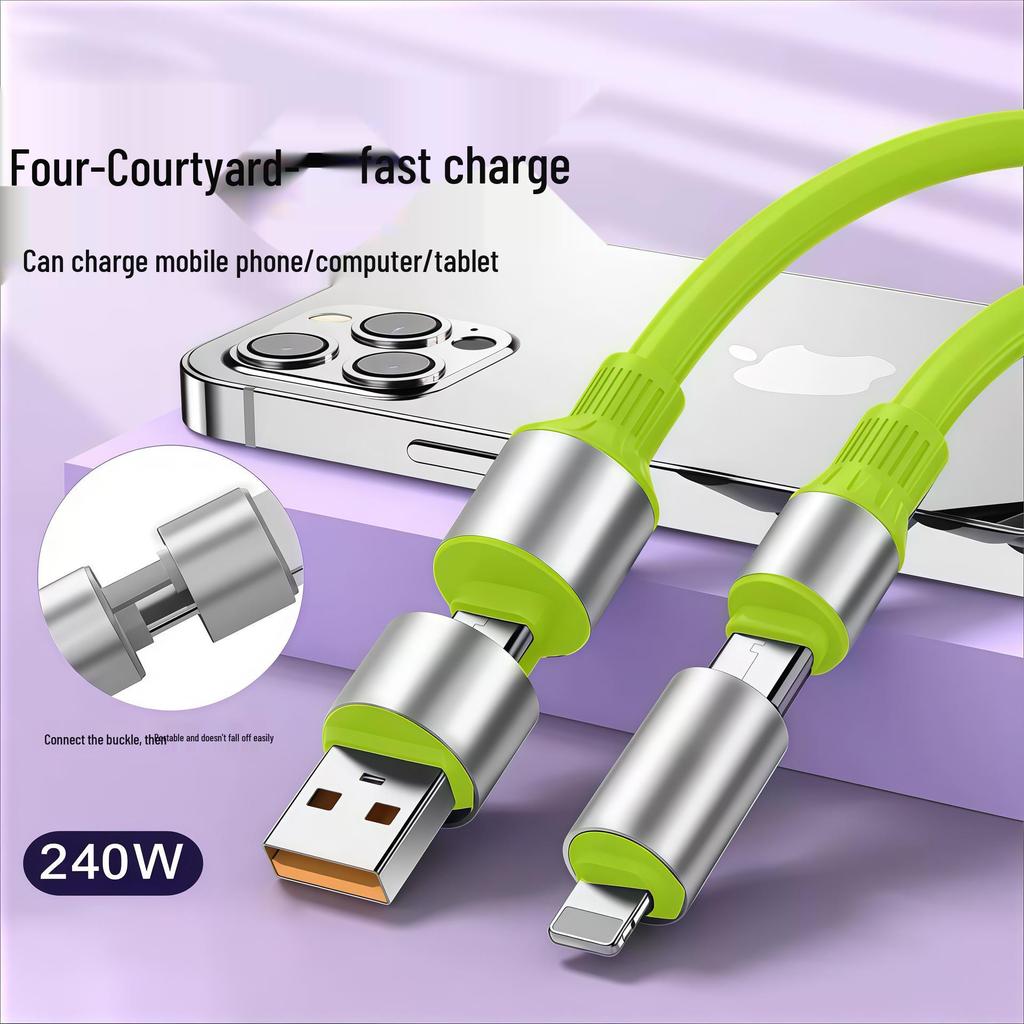 240W 4-in-1 Mecha Data Cable for Type-C: Compatible with Huawei and Apple 15/17 with PD Extended Charging.