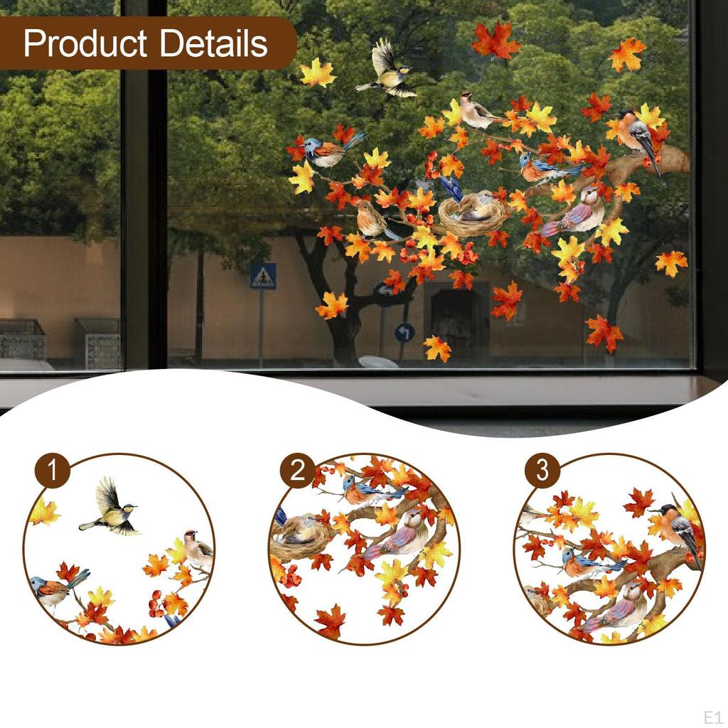 Fall Window Cling Sticker Waterproof Accessories Double Sided Autumn Decor for